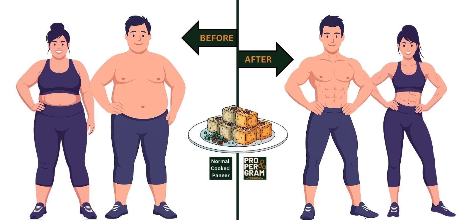 Before and after pro per gram Before and after pro per gram
